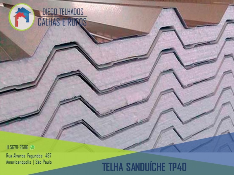 Telha Trapezoidal Sanduíche Fabricante Socorro - Telha Tp40